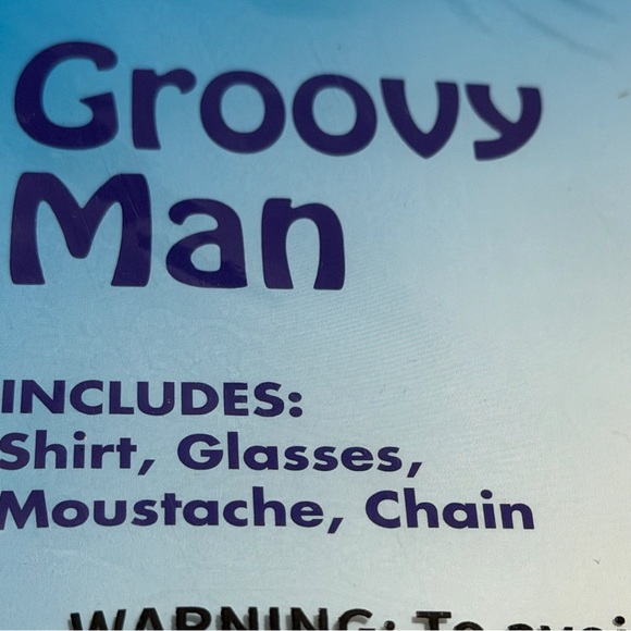 NWT Spirit Groovy Man Halloween Costume shirt, glasses mustache chain 70’s Large - Picture 2 of 7